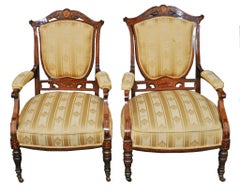 Pair English Edwardian Arm Chairs