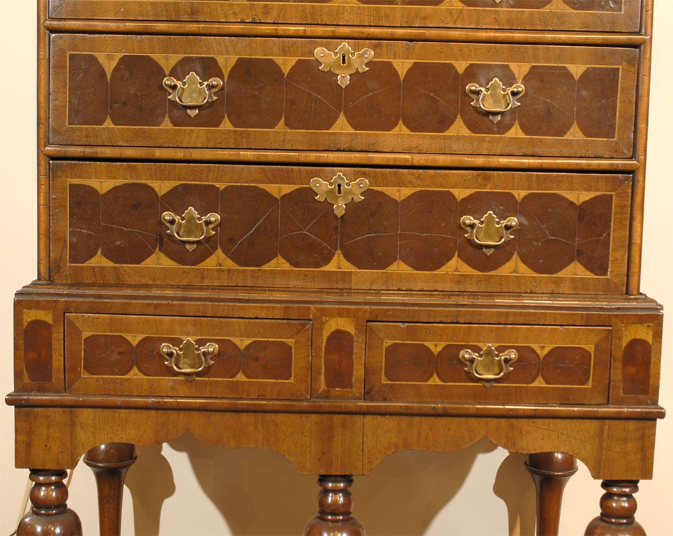 English 'Oyster' veneer Chest on Stand.