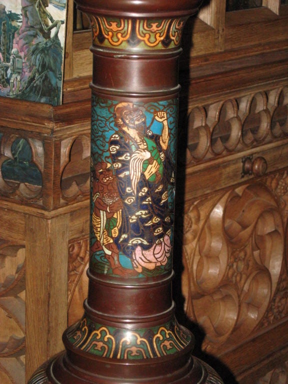 Monumental Early Cloisonne Standing Lamp 1