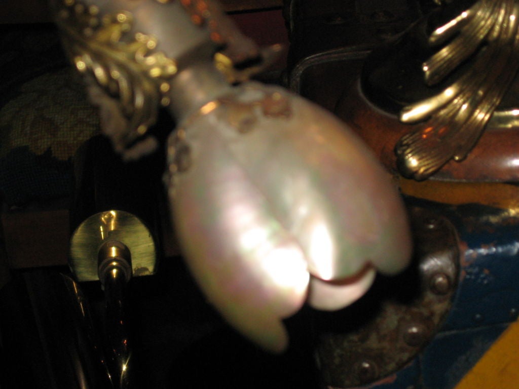 American Brass and Shell Piano Lamp
