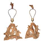Pair of  Vintage  Driftwood  Lamps