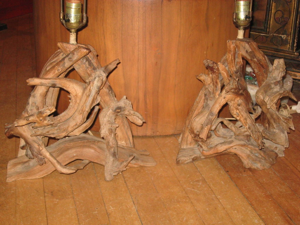 Pair of Vintage Driftwood Lamps