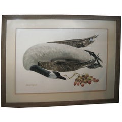 Watercolor Painting of a Goose with Grapes by Paul Hodgu