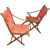 Antique Pair of  Faux Bamboo Folding Chairs