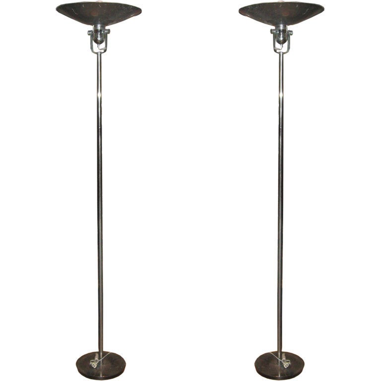 Nessen Midcentury Pair of Chrome Standing Lamps For Sale