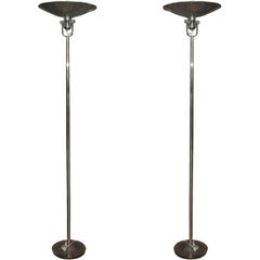 Nessen Midcentury Pair of Chrome Standing Lamps
