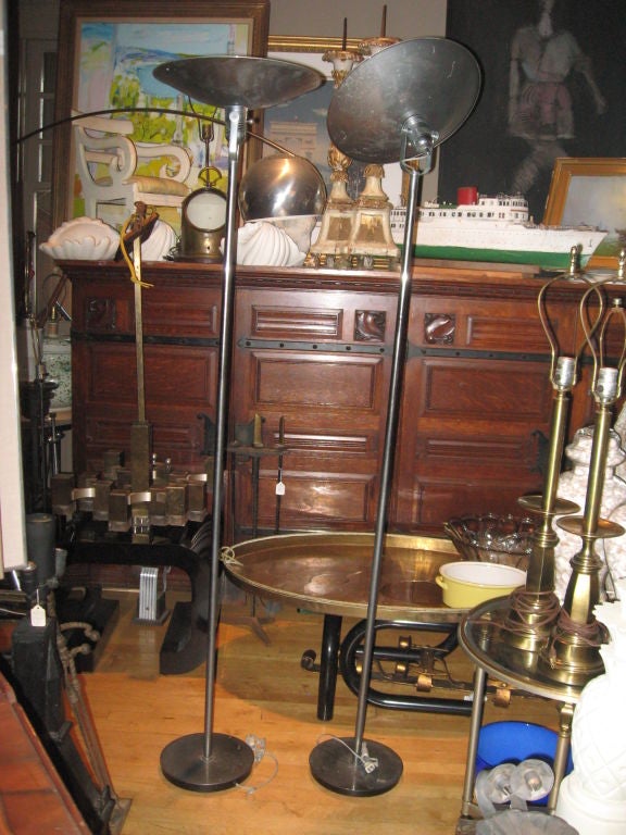 American Nessen Midcentury Pair of Chrome Standing Lamps For Sale