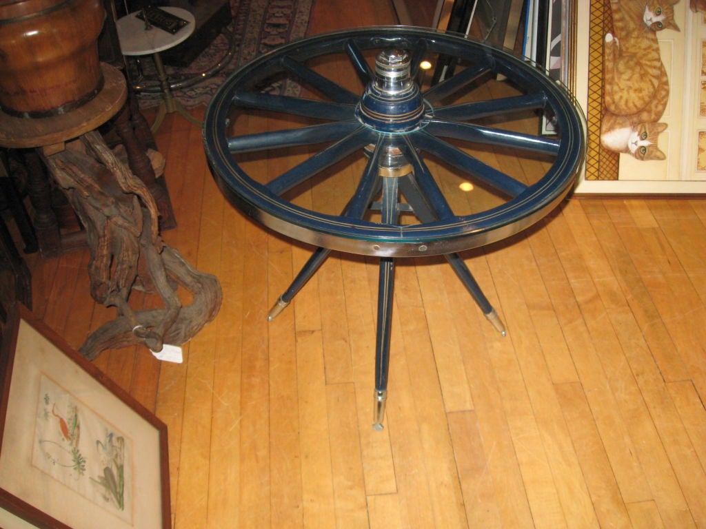 Mid-20th Century Chrome and Painted Wood Industrial Table