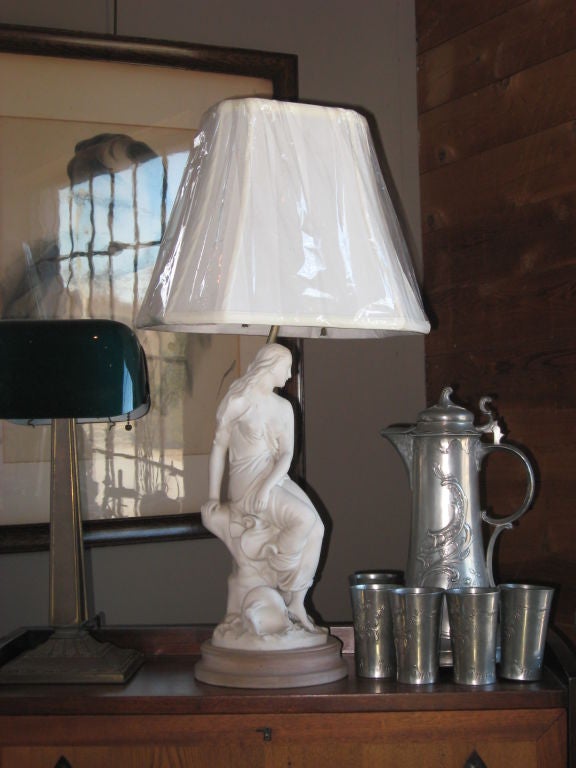 English Minton Bisque Figure Made into Lamp For Sale