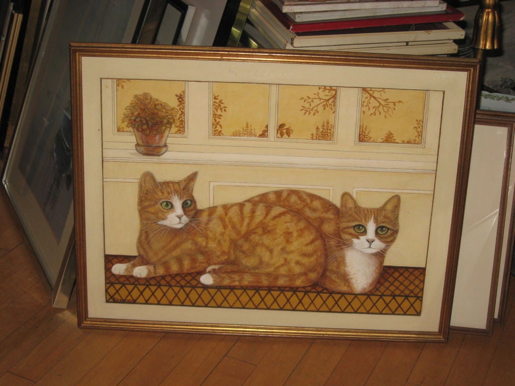 Oil Painting of Cats by Kenney In Good Condition For Sale In Water Mill, NY