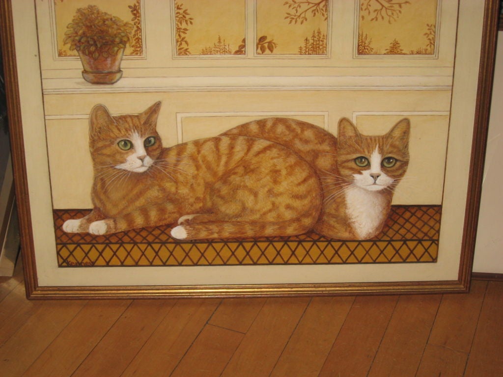 20th Century Oil Painting of Cats by Kenney For Sale