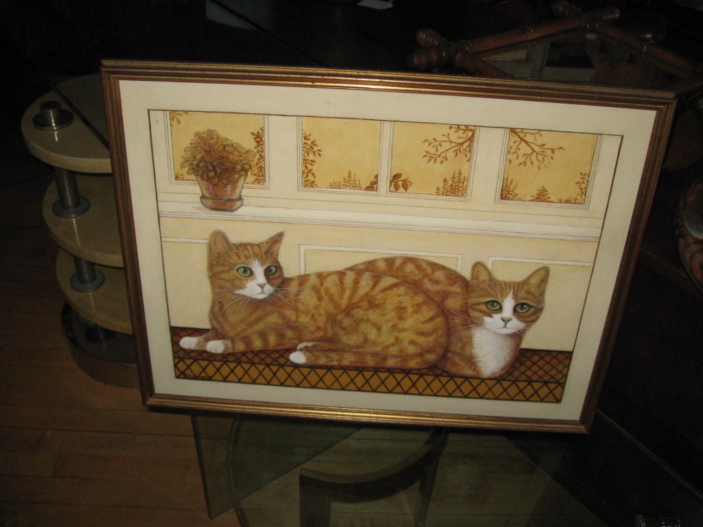 American Oil Painting of Cats by Kenney For Sale