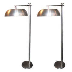 Kurt Versen Pair of Aluminum Floor Lamps