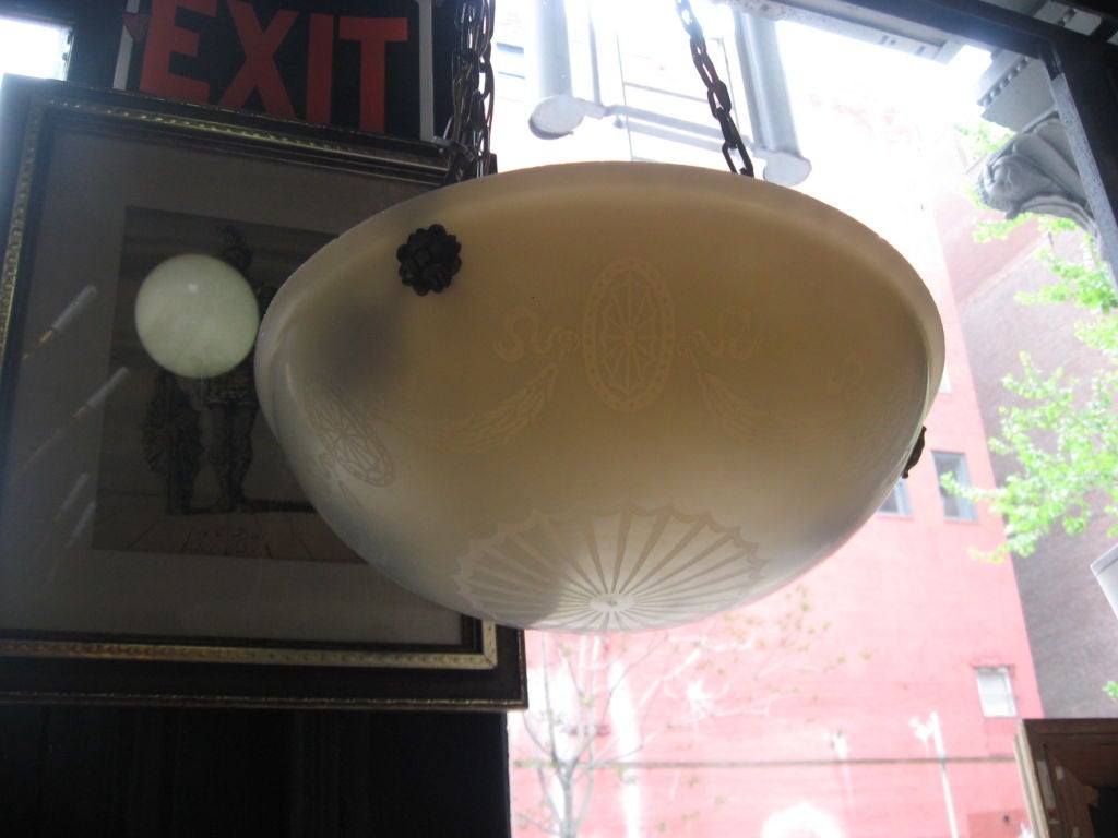 American Steuben Hanging Fixture with B&H Silver Hardware
