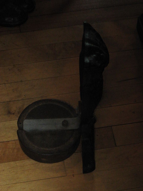 American Pair of  Cast  Iron Owl Andirons with Glass Eyes