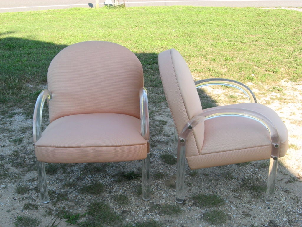 Late 20th Century Pace Collection Pair of Lucite Lounge Chairs