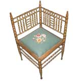 Faux Bamboo Gilded 19th Century Corner Chair by Heywood Wakefield 1