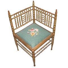 Faux Bamboo Gilded 19th Century Corner Chair by Heywood Wakefield