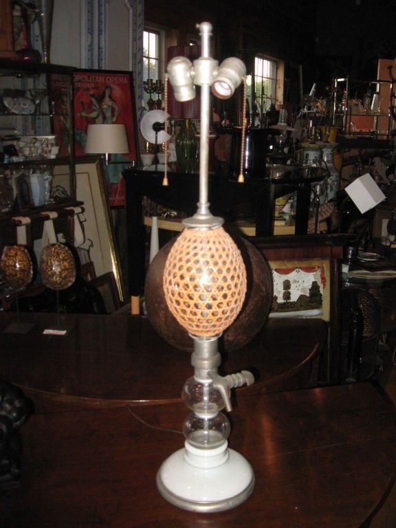 French 19th century seltzer bottle made into lamp.,,,Several Available