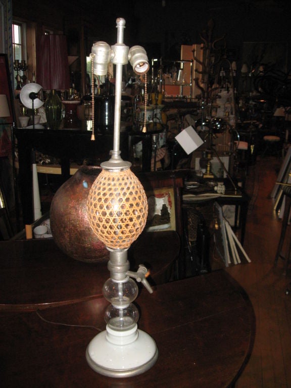 19thc French Seltzer Bottle Made into Lamp In Good Condition For Sale In Water Mill, NY
