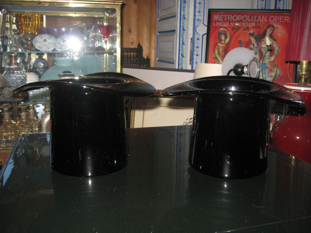Italian Pair of Top Hat Murano Glass Wine Coolers