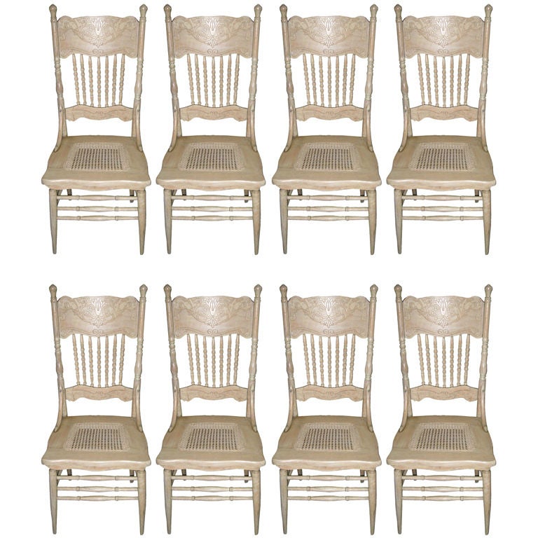 Set of Eight Turn of the Century  American Dining Chairs