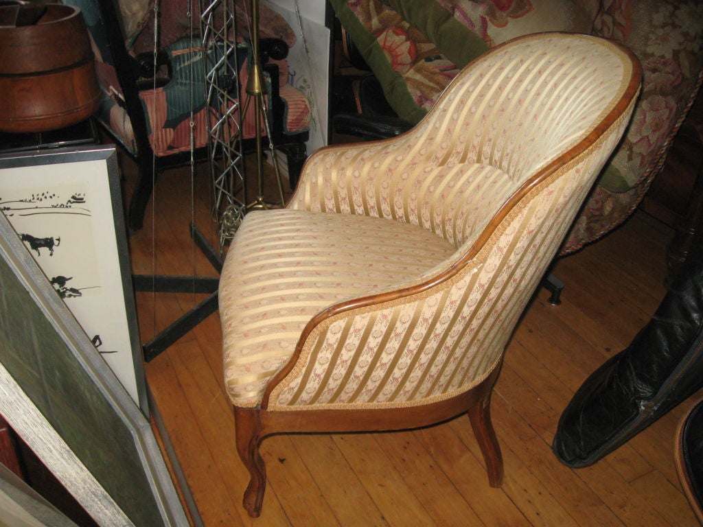 19th century Biedermeier Fruitwood Chair with Silk Upholstery