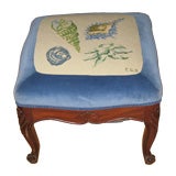 Antique Rosewood Foot Stool with  Shell Needlepoint