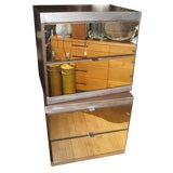 Pair of Mirrored Night/Side Stands by Noted Decorator