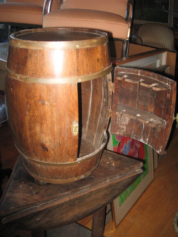 Oak and Brass Smoking Table In Good Condition For Sale In Water Mill, NY