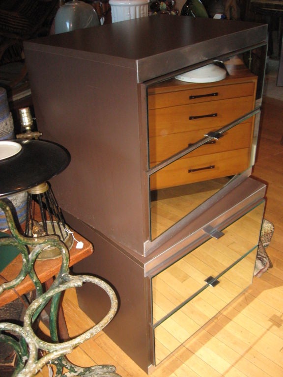 Pair of Mirrored Night/Side Stands by Noted Decorator