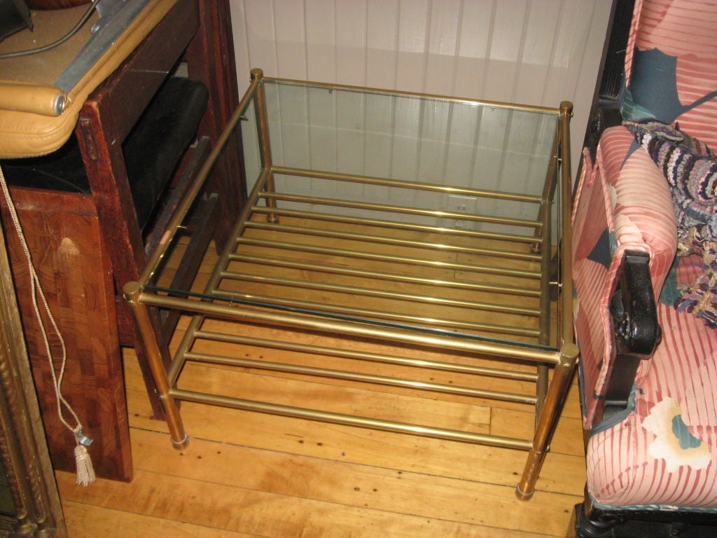 Pr. of  Mid-Century  Italian Brass Two Tier  Side Tables For Sale 1