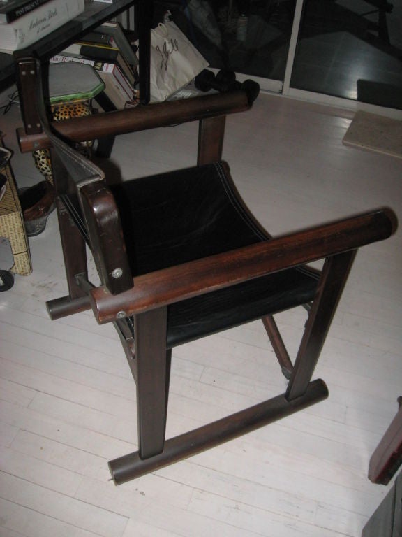 Sergio Rodrigues Leather Folding Chair