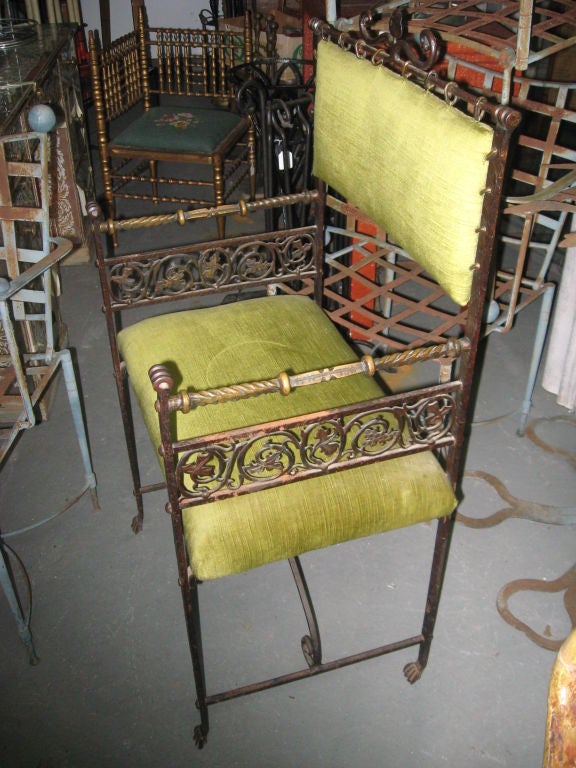 American Bronze and Iron Chair Attributed to Oscar Bach
