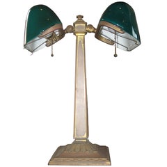 Antique Double Emerlite Partners Desk Lamp