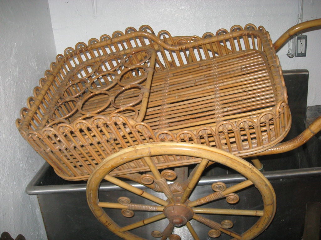 wicker bar cart