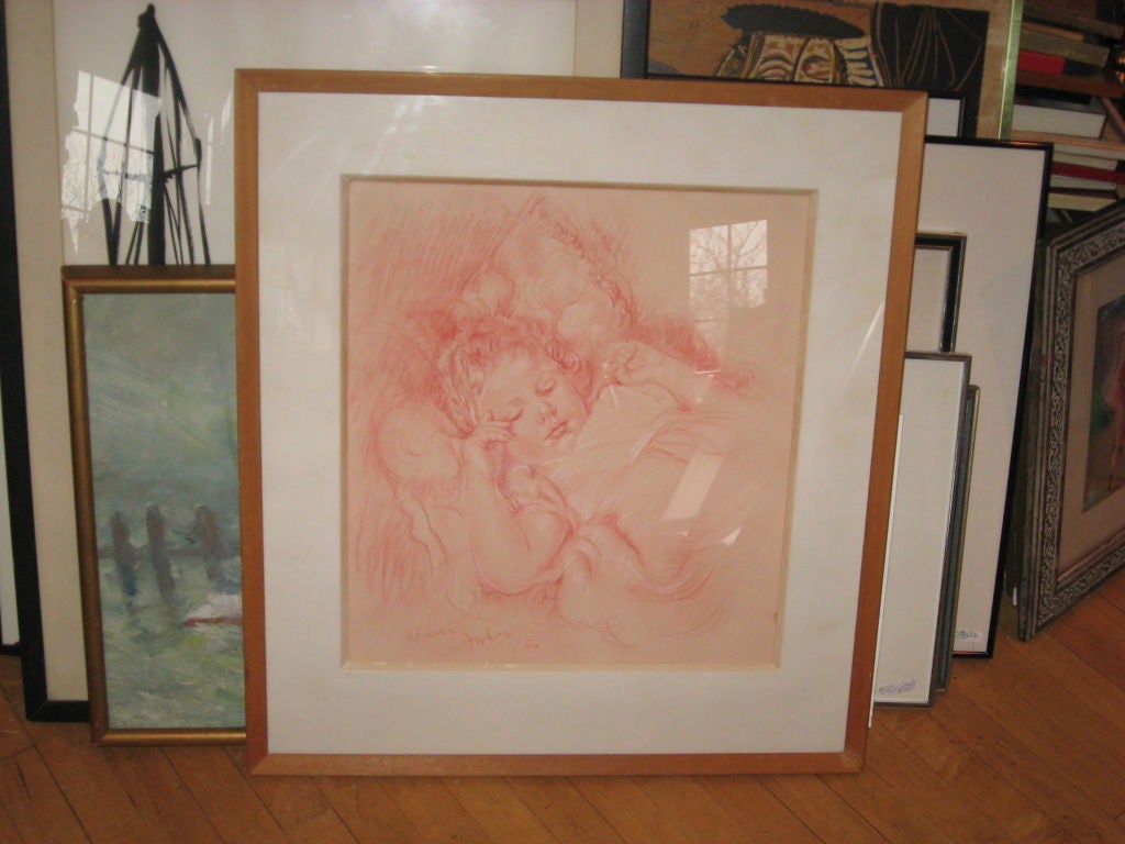 Pastel Painting of Angelic Child by Forbes In Good Condition For Sale In Water Mill, NY