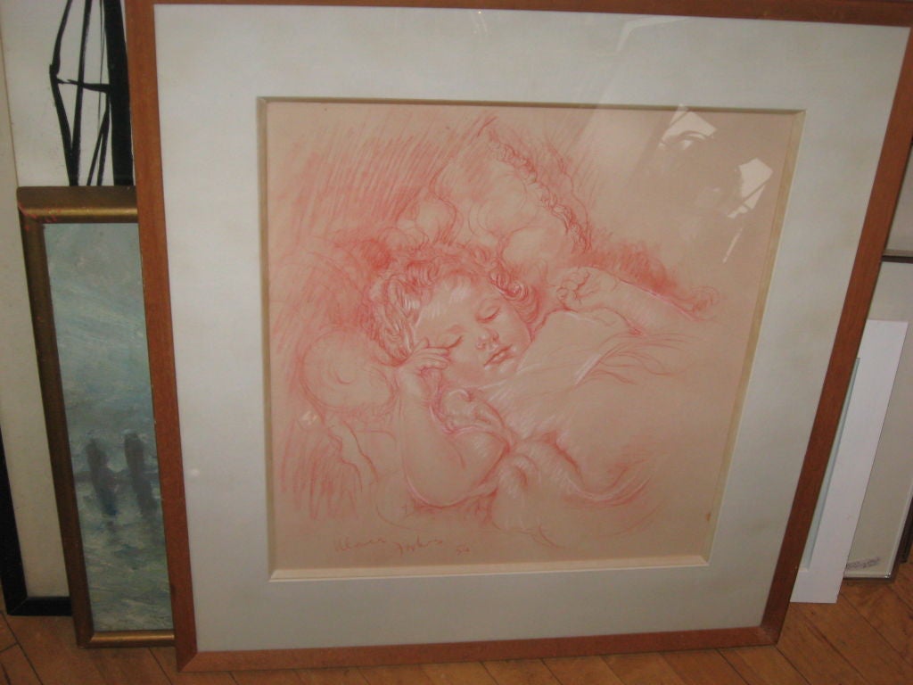 American Pastel Painting of Angelic Child by Forbes For Sale