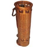 Rare Early Arts & Crafts Wicker Golf or Cane Holder