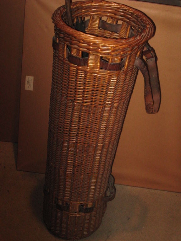 Rare Early Arts & Crafts Wicker Golf or Cane Holder In Excellent Condition In Water Mill, NY