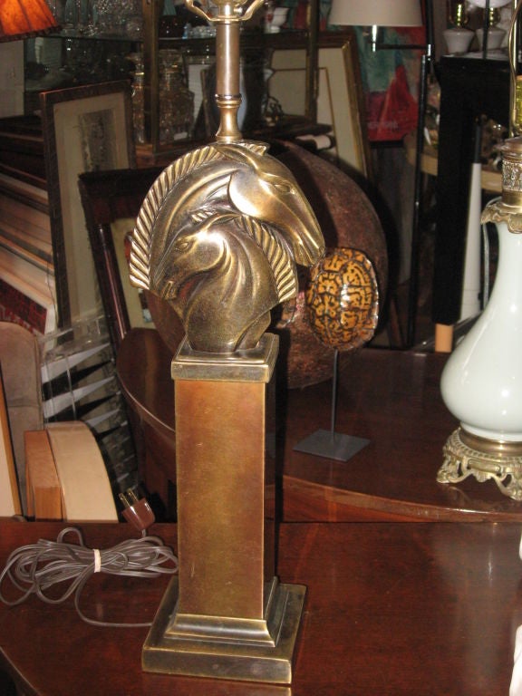 Modernist Brass Chevals Lamp In Good Condition For Sale In Water Mill, NY