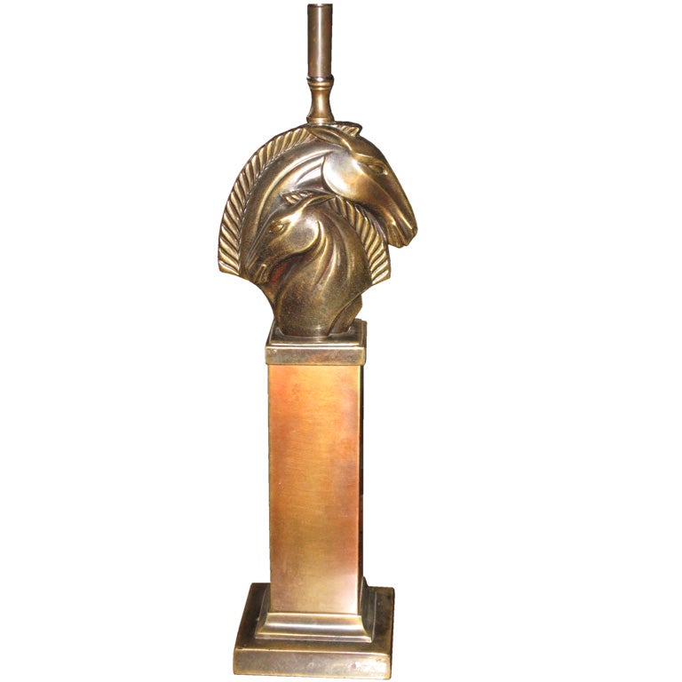 Modernist Brass Chevals Lamp For Sale