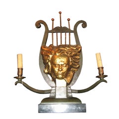 Vintage Beethoven Bronze Lamp Signed G.Garreau