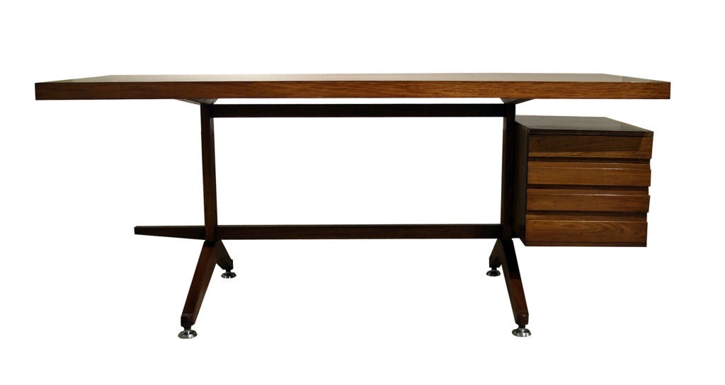 Vintage Desk in Brazilian Rosewood (Jacaranda). Made in Brazil, circa 1950s.