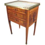 Antique Louis XVI Period Walnut Chevet with Marble Top, France, c. 1790