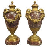 Pair Rouge Marble & Gilt-Bronze Cassolettes, France c. 1850