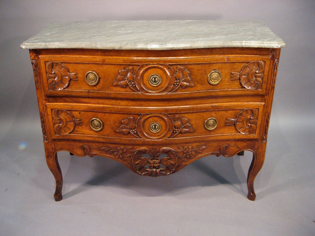 Louis XV Commode with Pierced Apron & Marble Top, France c. 1750
