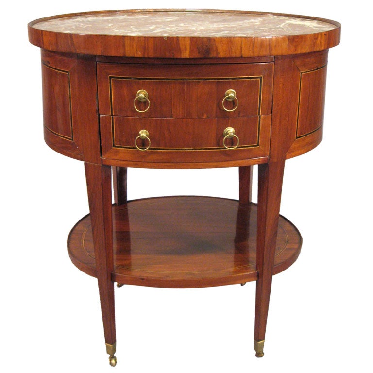 Louis XVI Oval Chiffoniere Table with Marble Top, circa 1790
