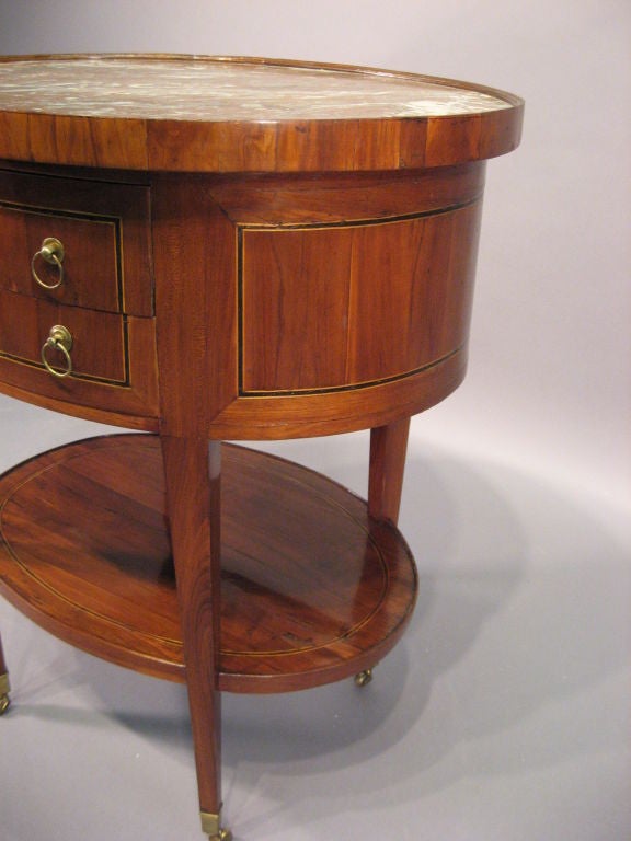 Ebonized Louis XVI Oval Chiffoniere Table with Marble Top, circa 1790