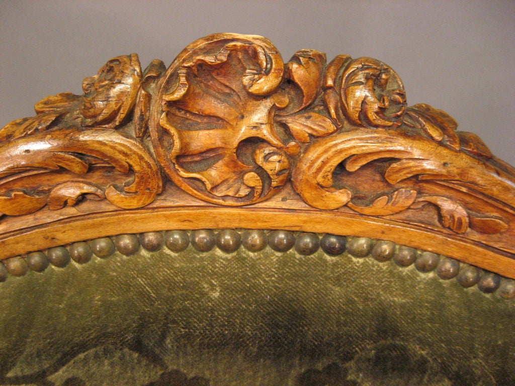 French Louis XV Design Walnut  Wing-back Bergere, France c. 1850